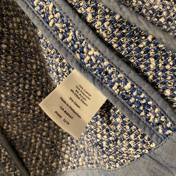 Women’s Talbots Blue Tweed Drape Open Front‎ Blazer XS - Picture 6 of 7